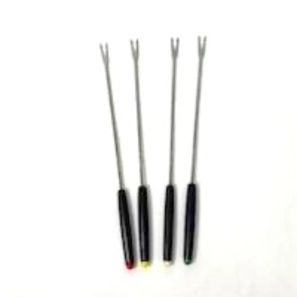 Vtg Fondue Forks Skewers Wood Handle Colored Tips Japan MCM Retro Party